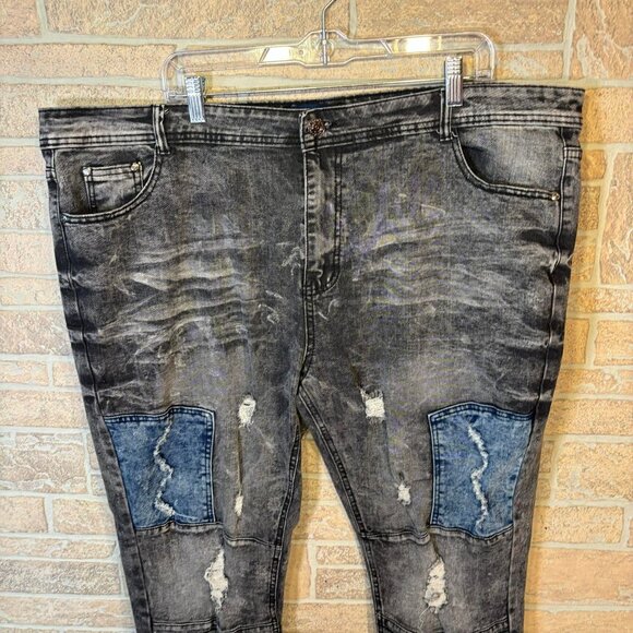 Phat Farm Y2k Grey, Stretch, Patched and distressed Size 42x30 Jeans - Picture 4 of 10